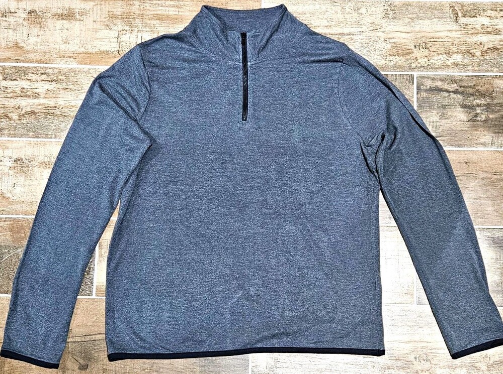 Threads 4 Thought Men's M Gray Regular Fit 1/4 Zip Mock Neck Modal Stretch